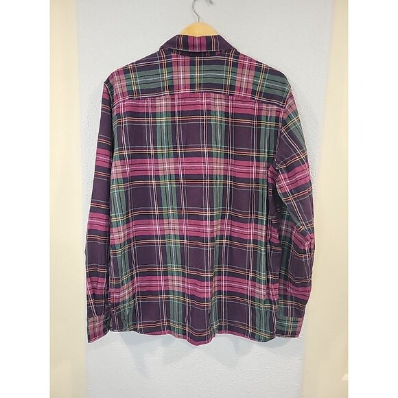 GAP UNTUCKED Flannel Men's XL Button Down Shirt Green Plaid Long Sleeve NEW - Picture 5 of 5